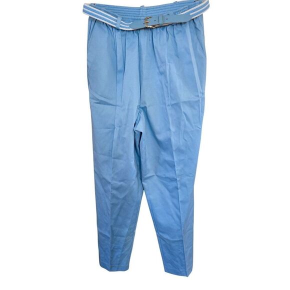 Vintage Alfred Dunner Womens Light Blue Pleated Pants With Belt Size 12 - Picture 5 of 8
